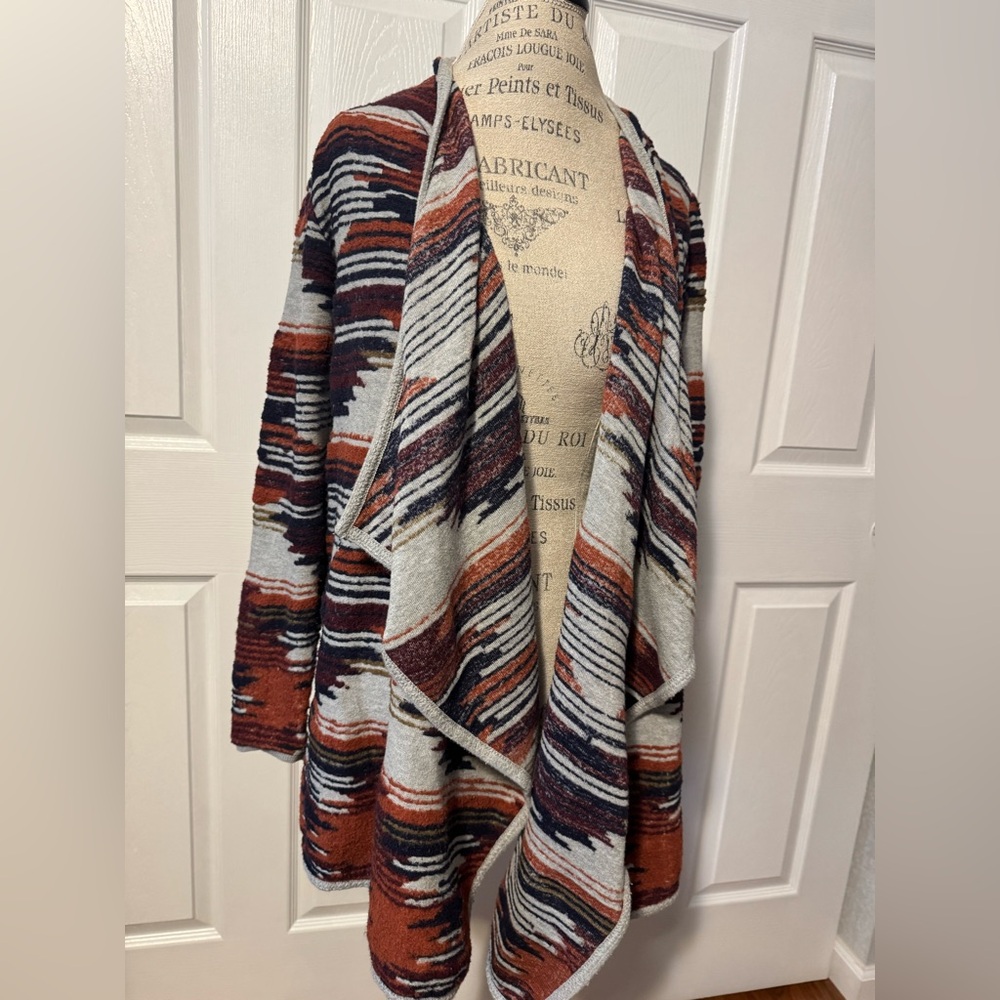 Lucky Brand Striped Open Front Cardigan Sweater Large